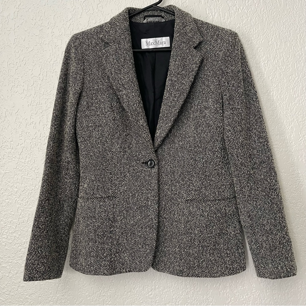 MaxMara Wool Black & White ‎ Blazer Size 4